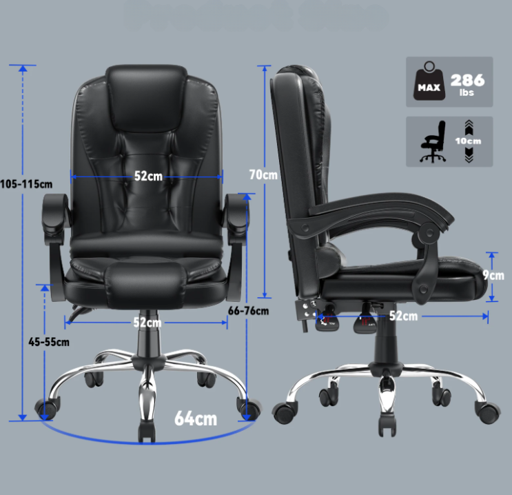 Chaise de Bureau Ergonomique avec Dossier Inclinable – Confort Lombaire