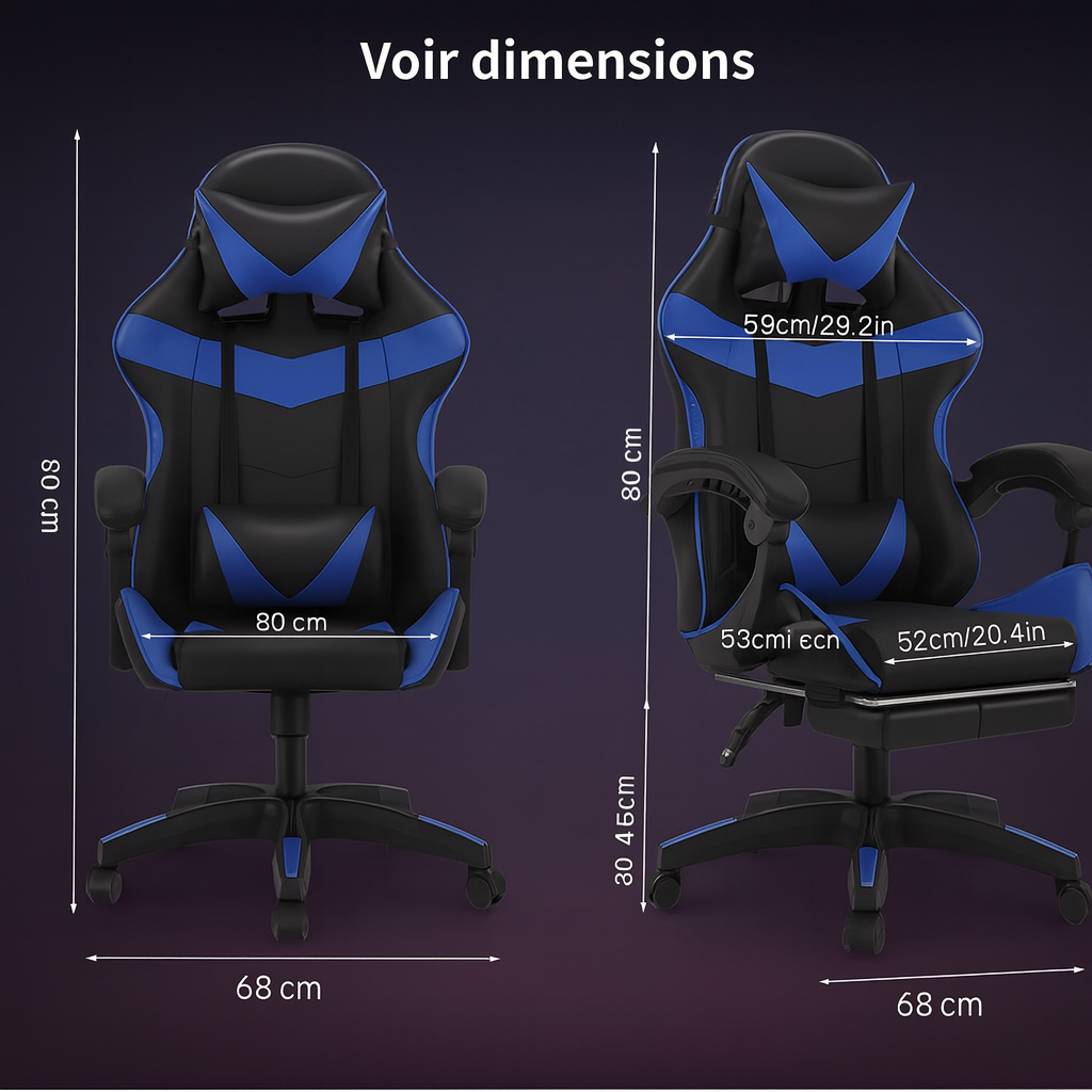 Chaise de Bureau Ergonomique Performance +/ Coussin de massage / Idéale pour le gaming