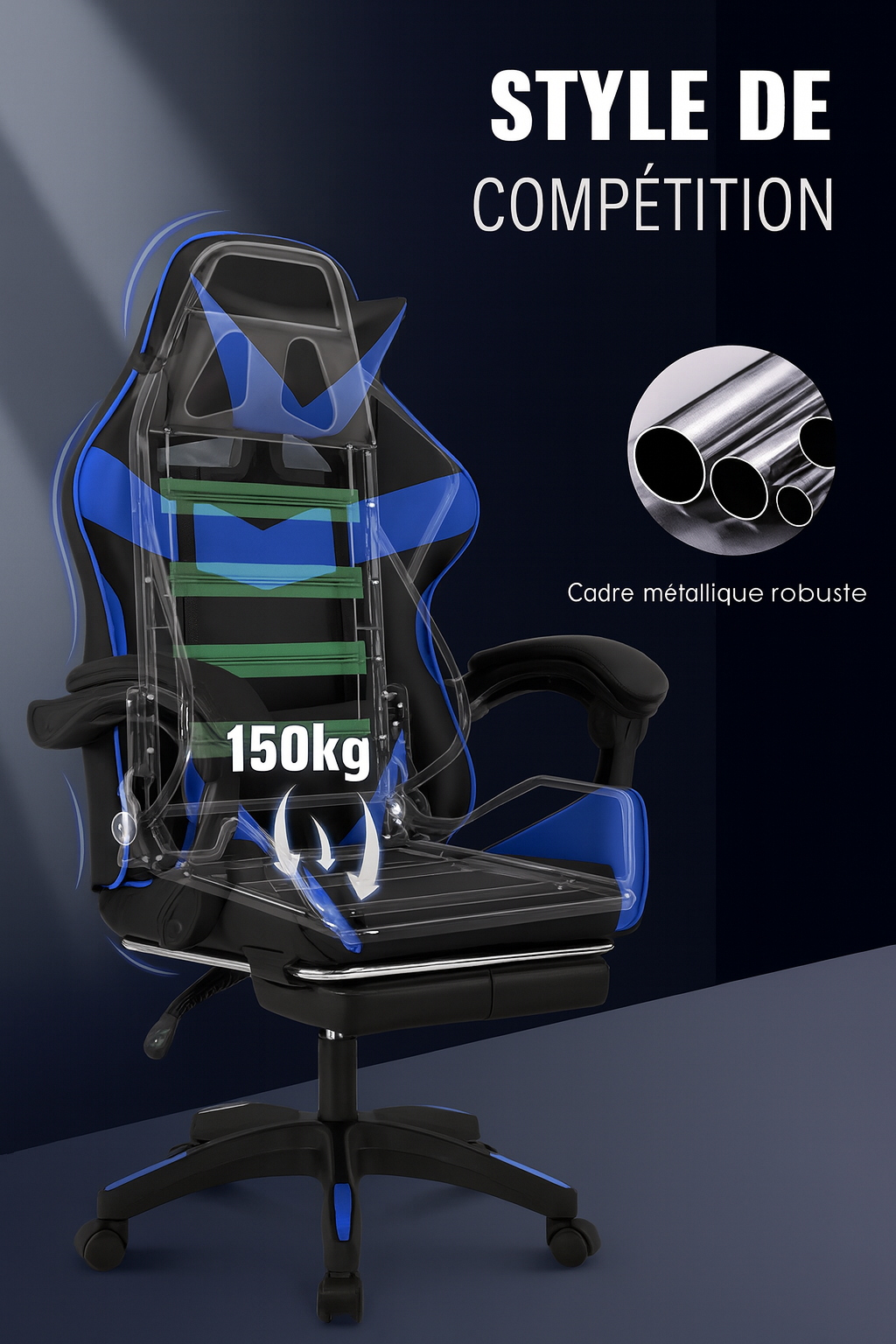 Chaise de Bureau Ergonomique Performance +/ Coussin de massage / Idéale pour le gaming