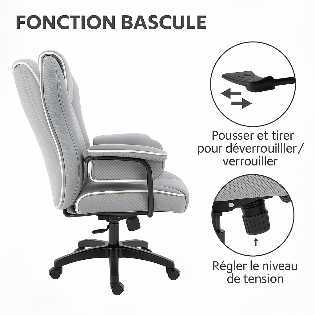 Fauteuil de Bureau Ergonomique en Cuir PU Premium