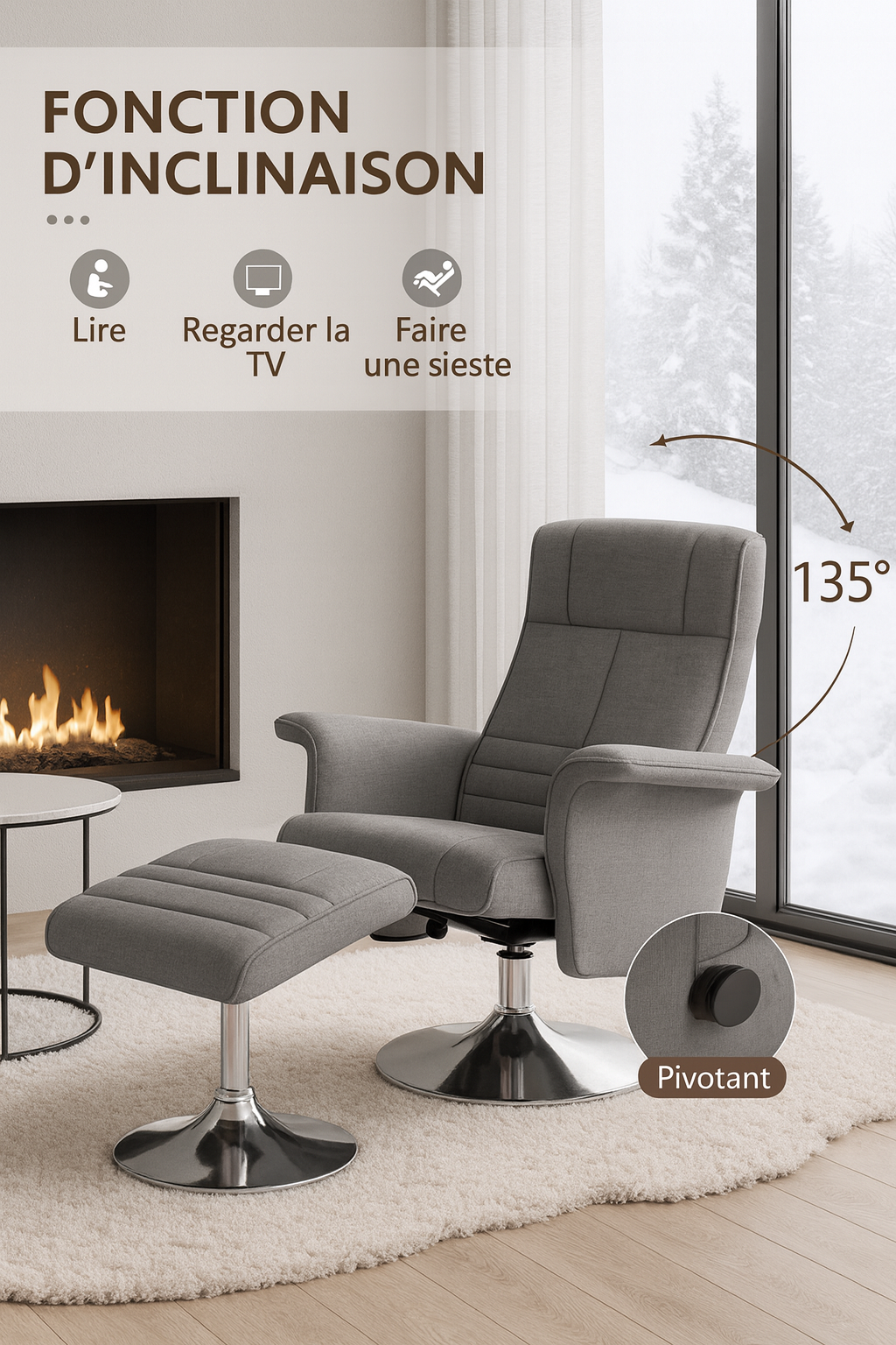Fauteuil relax massage + repose-pieds