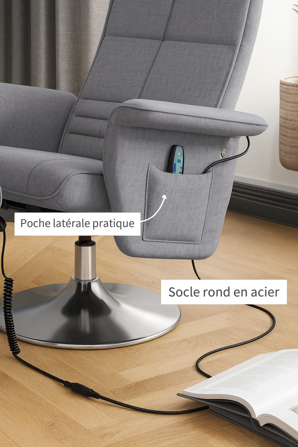 Fauteuil relax massage + repose-pieds