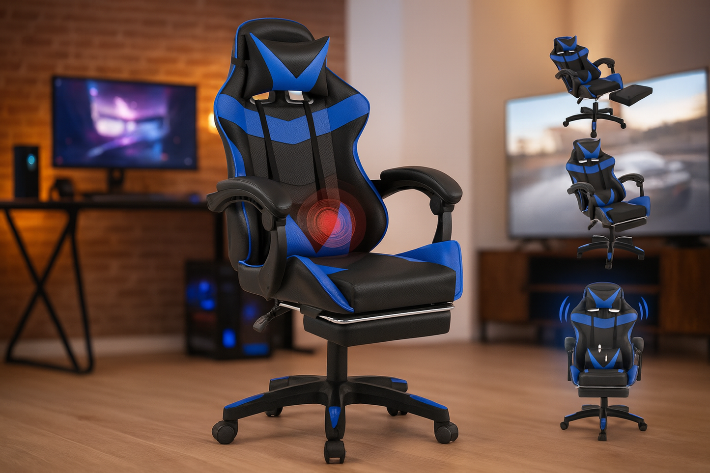 Chaise de Bureau Ergonomique Performance +/ Coussin de massage / Idéale pour le gaming