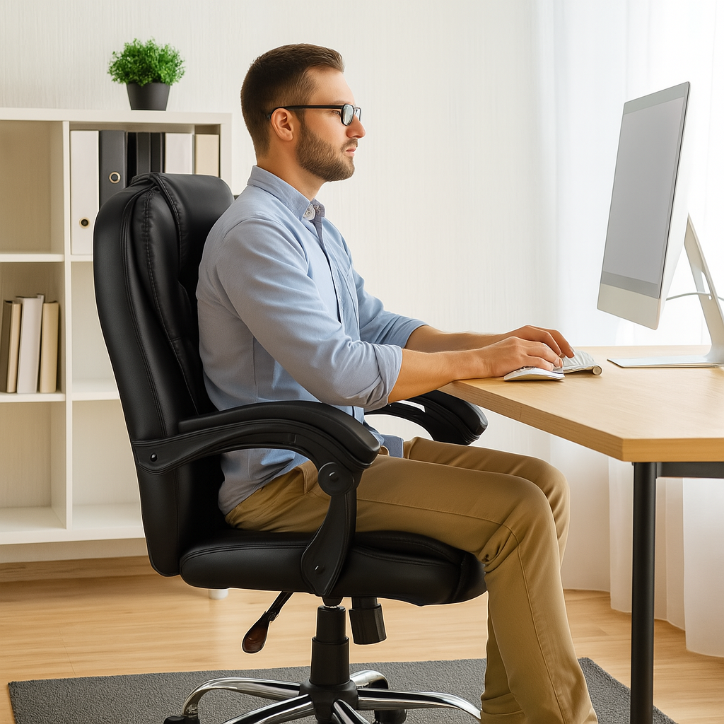 Chaise de Bureau Ergonomique avec Dossier Inclinable – Confort Lombaire