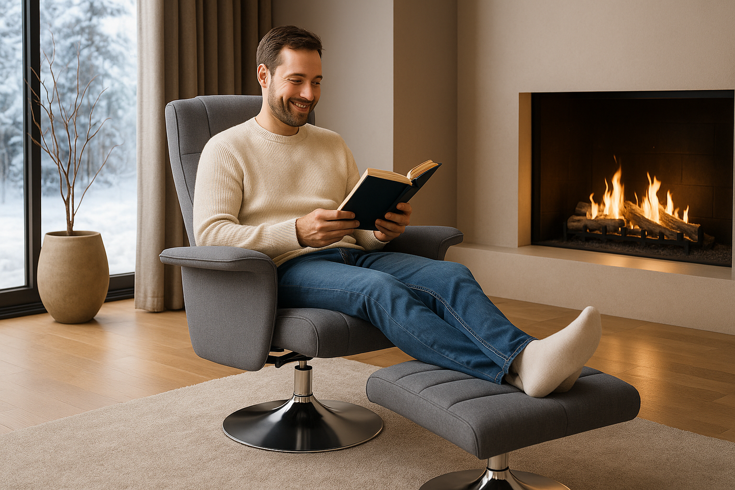 Fauteuil relax massage + repose-pieds