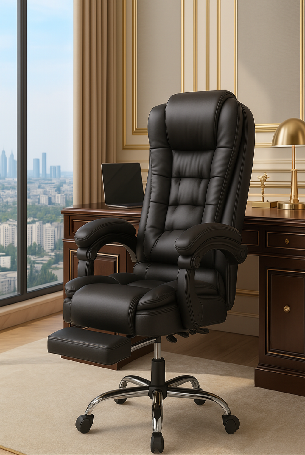 Chaise de Bureau Ergonomique Inclinable – Confort Haut de Gamme en Cuir PU - Idéal professionnel