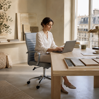 Fauteuil de Bureau Ergonomique "Milo" Dossier Haut en Simili Cuir – Gris Clair, Piètement Chromé 3
