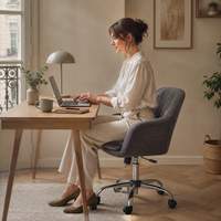 Fauteuil de Bureau "Lena" en Velours – Assise Coquille, Charge 150 kg, Piètement Chromé 3