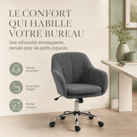 Fauteuil de Bureau "Lena" en Velours – Assise Coquille, Charge 150 kg, Piètement Chromé 5