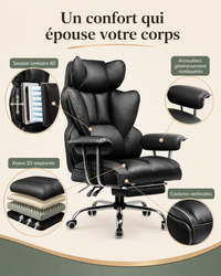 Fauteuil de Bureau Ergonomique "Atlas" avec Repose-Pieds – Grand Confort, Charge 150 kg 3
