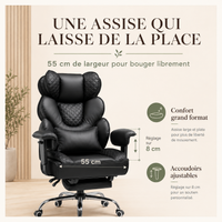 Fauteuil de Bureau Ergonomique XXL "Titan" – Charge 180 kg, Repose-Pieds et Support Lombaire Réglable 6