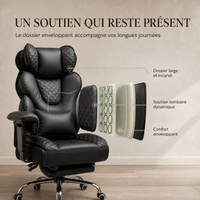 Fauteuil de Bureau Ergonomique XXL "Titan" – Charge 180 kg, Repose-Pieds et Support Lombaire Réglable 7