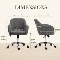 Fauteuil de Bureau "Lena" en Velours – Assise Coquille, Charge 150 kg, Piètement Chromé 8