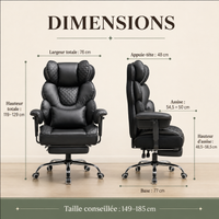 Fauteuil de Bureau Ergonomique XXL "Titan" – Charge 180 kg, Repose-Pieds et Support Lombaire Réglable 8
