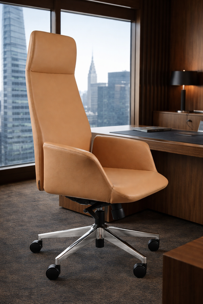 Fauteuil de Bureau Ergonomique Premium "Preto" en Cuir / Idéal Direction
