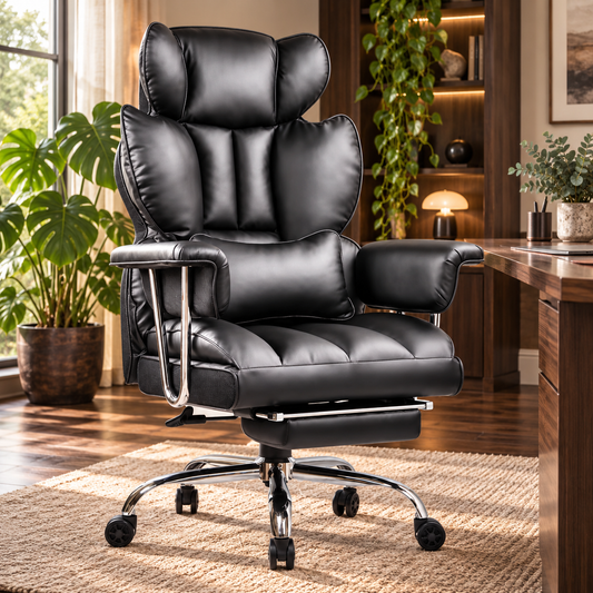 Fauteuil de Bureau Ergonomique "Atlas" avec Repose-Pieds – Grand Confort, Charge 150 kg