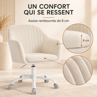 Fauteuil de Bureau "Nora" en Tissu Flanelle – Assise Coquille, Fonction Bascule, Gris 5