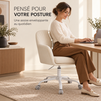 Fauteuil de Bureau "Nora" en Tissu Flanelle – Assise Coquille, Fonction Bascule, Gris 4