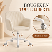 Fauteuil de Bureau "Nora" en Tissu Flanelle – Assise Coquille, Fonction Bascule, Gris 3
