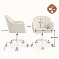 Fauteuil de Bureau "Nora" en Tissu Flanelle – Assise Coquille, Fonction Bascule, Gris 2