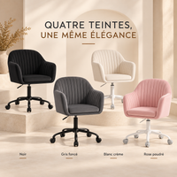 Fauteuil de Bureau "Nora" en Tissu Flanelle – Assise Coquille, Fonction Bascule, Gris 1