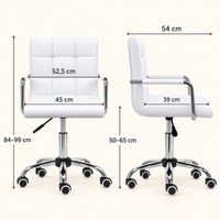 Fauteuil de Bureau "Cléo" en Simili Cuir Capitonné – Blanc, Piètement Chromé 2