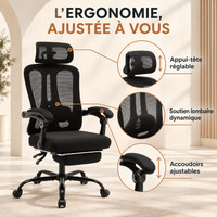 Fauteuil de Bureau Ergonomique "Kobe" en Maille – Appui-Tête Réglable et Repose-Pieds 5
