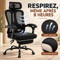 Fauteuil de Bureau Ergonomique "Kobe" en Maille – Appui-Tête Réglable et Repose-Pieds 4