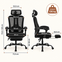 Fauteuil de Bureau Ergonomique "Kobe" en Maille – Appui-Tête Réglable et Repose-Pieds 2