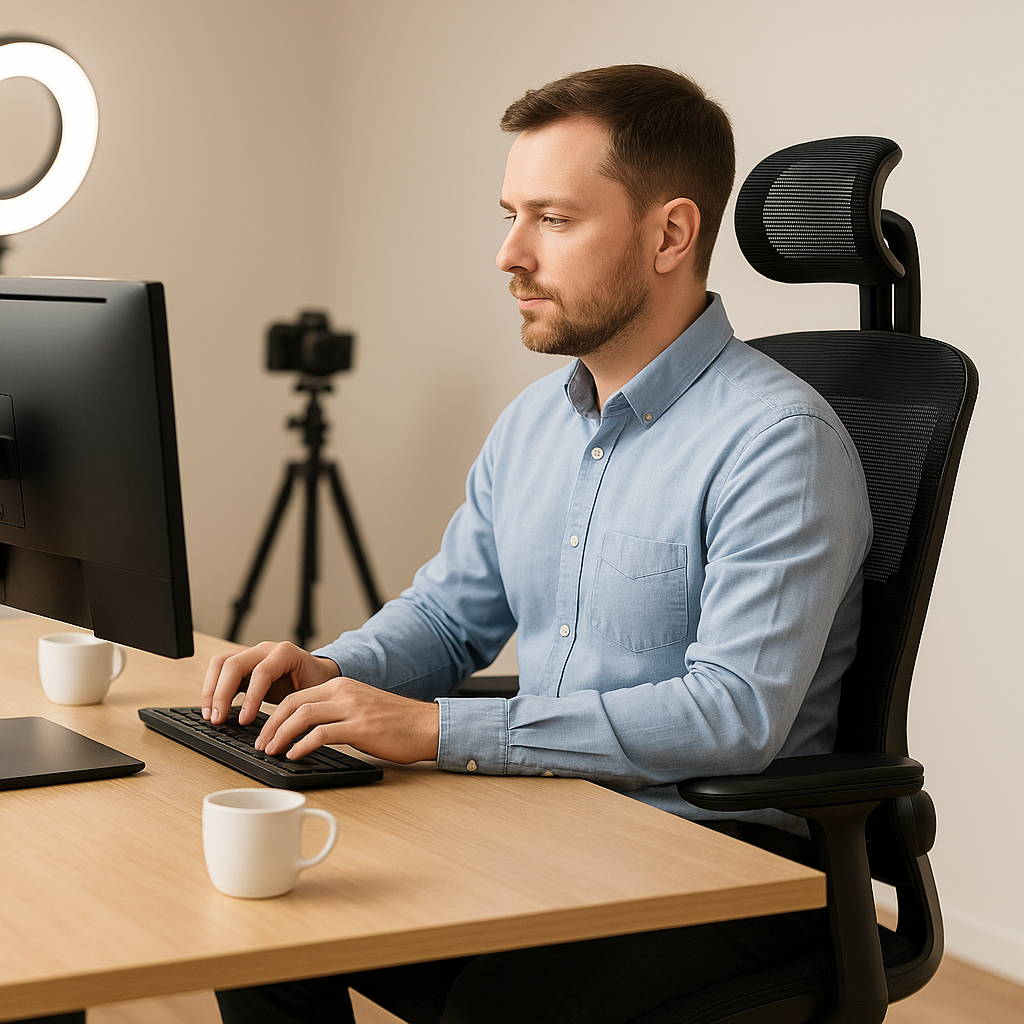 Chaise de Bureau Ergonomique - Soutien Lombaires - appui-tête