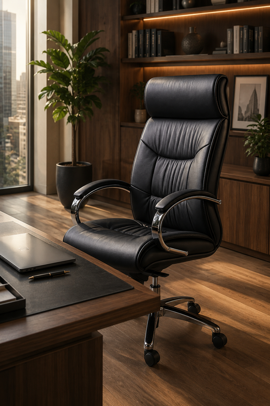 Fauteuil de Bureau Ergonomique Premium "Supreme" en Cuir - Idéal Direction / Profession Libérale