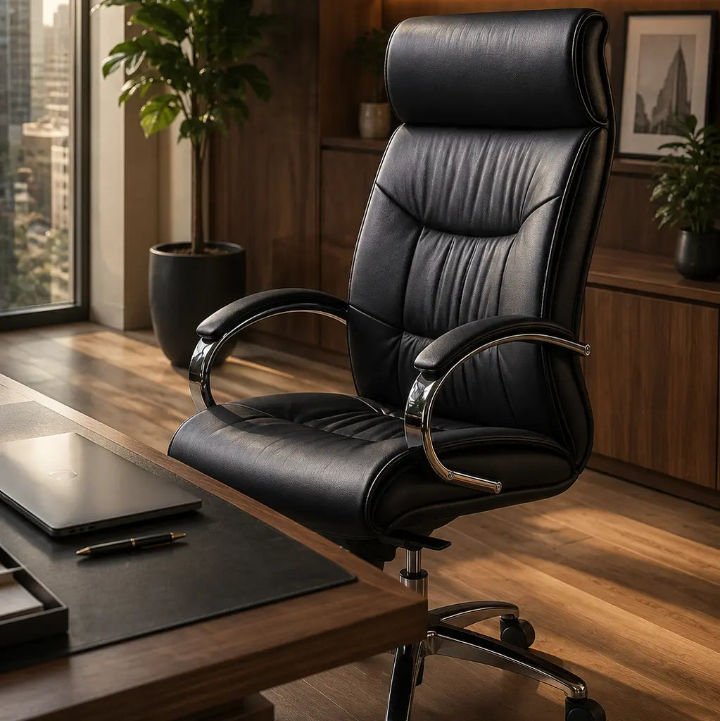 Fauteuil de Bureau Ergonomique Premium "Supreme" en Cuir - Idéal Direction / Profession Libérale